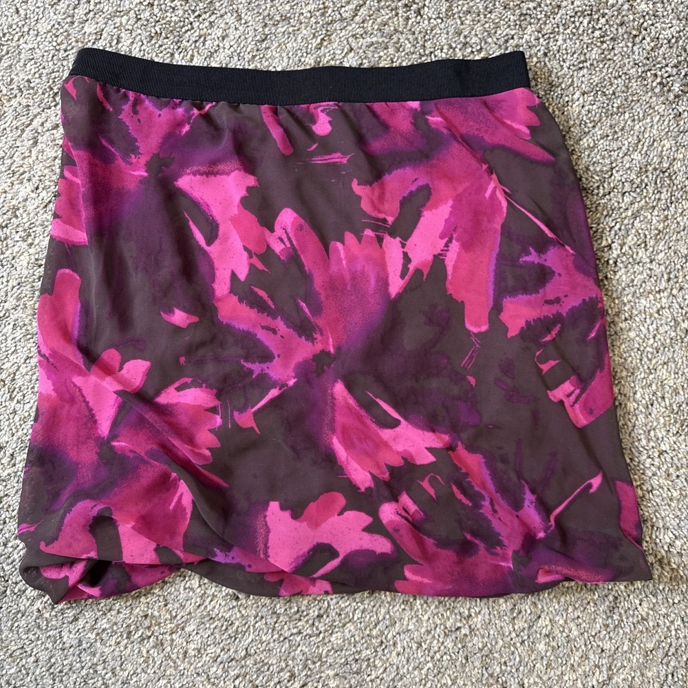 Loft Women's Mini Skirt Pink Floral Size Small Petite